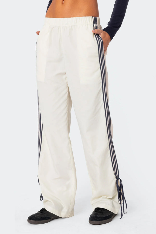 Edikted Remy Ribbon Track Pants Off White