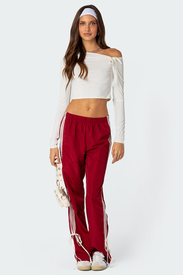 Edikted Remy Ribbon Track Pants Red
