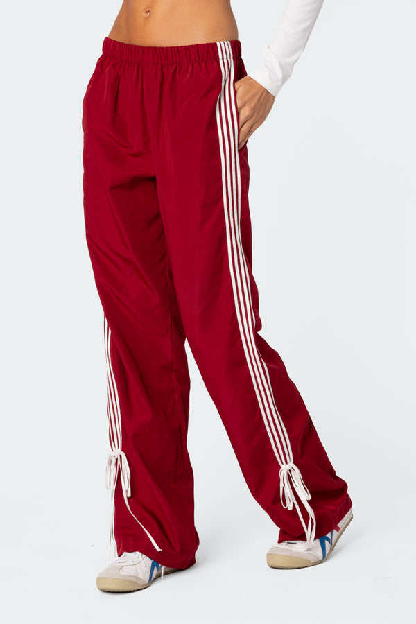 Edikted Remy Ribbon Track Pants Red