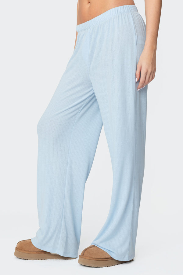 Edikted Ren Pointelle Pants Light Blue