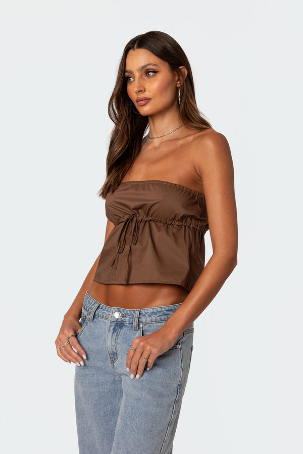 Edikted Reva Strapless Top Brown