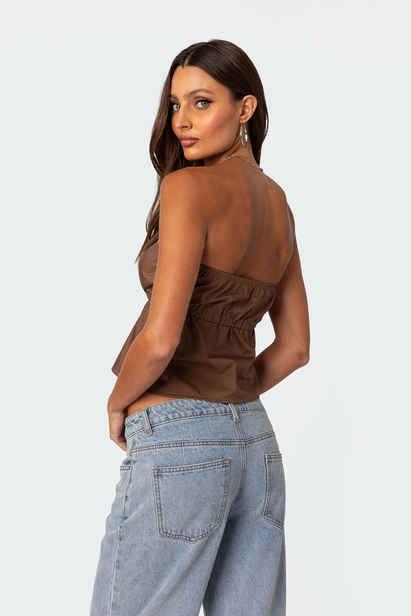 Edikted Reva Strapless Top Brown