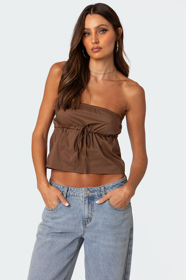 edikted Reva Strapless Top brown