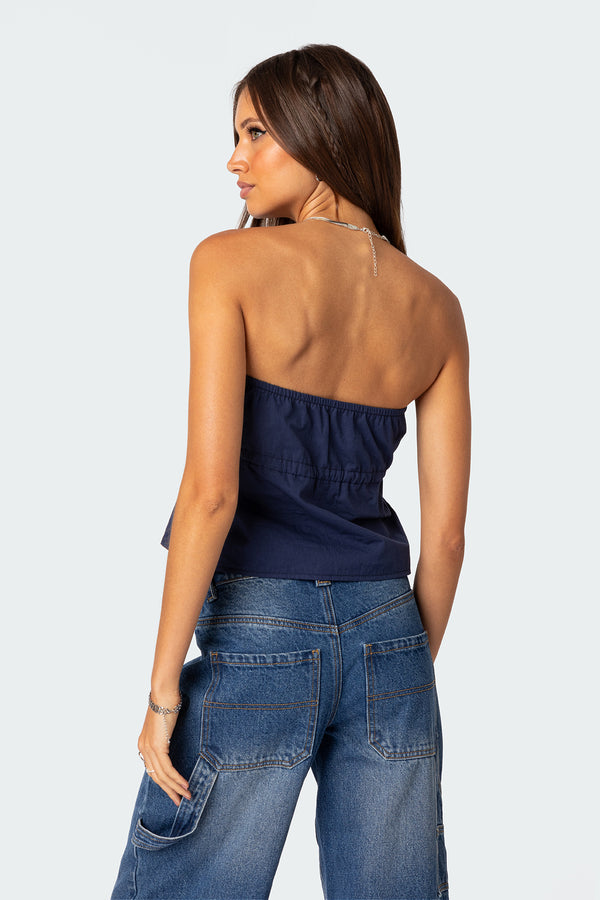 Edikted Reva Strapless Top Navy
