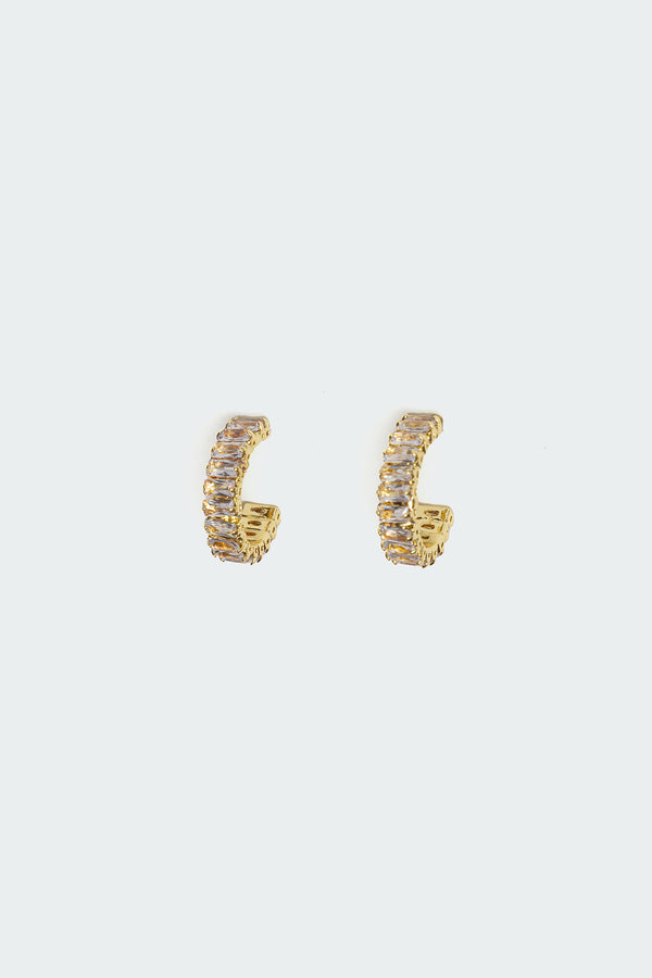 edikted Rhinestone Hoop Stud Earrings gold