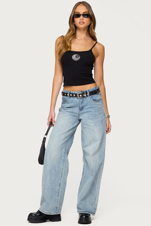 Edikted Rhinestone Magic 8 Tank Top Black