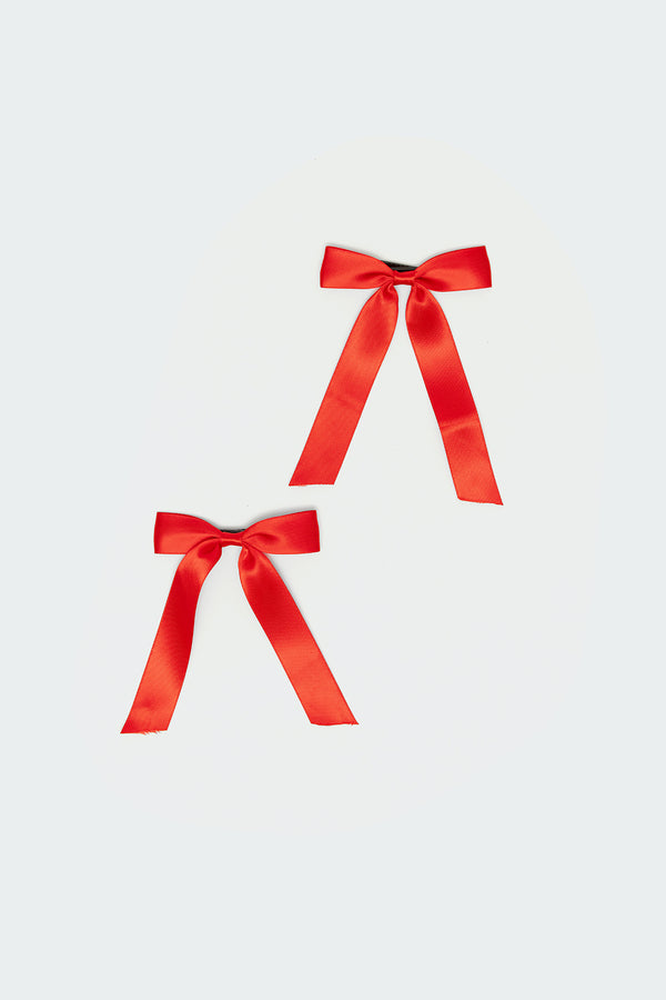 Edikted Ribbon Bow Hair Clip Pack Red