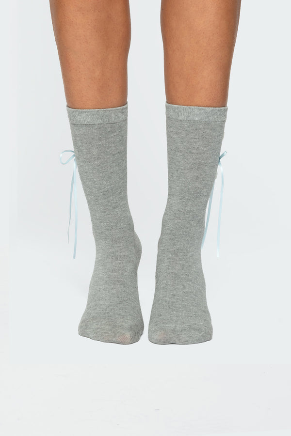 Edikted Ribbon & Flower Button Socks Gray