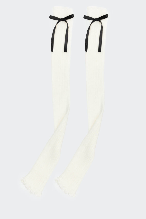 Edikted Ribbon Leg Warmers White