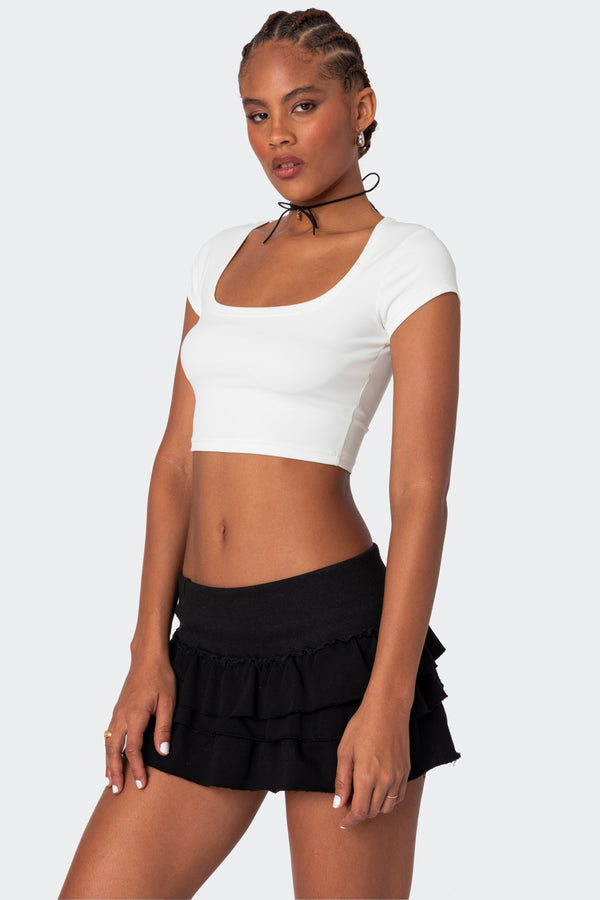Edikted Ricki Cropped T Shirt White