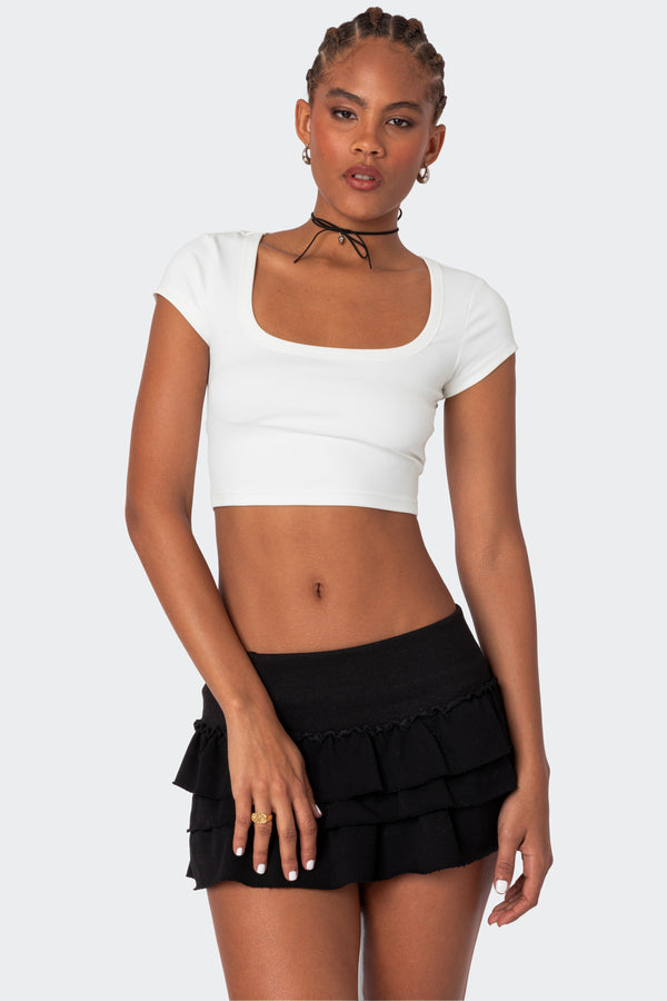 Edikted Ricki Cropped T Shirt White