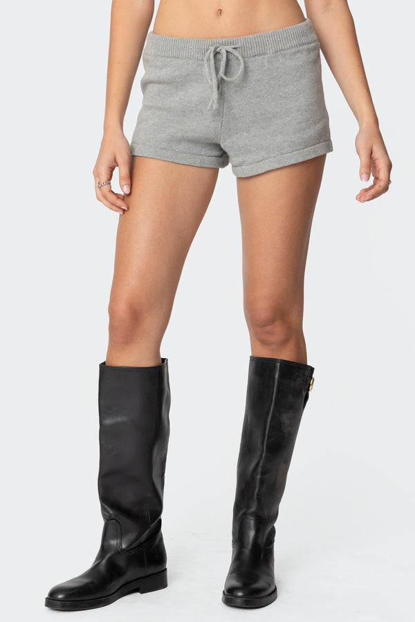 Edikted Riley Knit Shorts Gray Melange