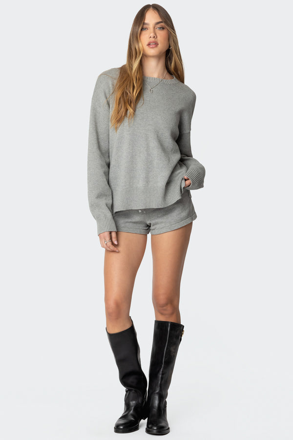 Edikted Riley Knit Shorts Gray Melange