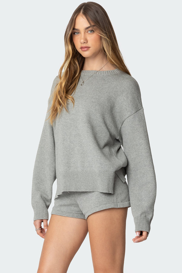 Edikted Riley Oversized Knit Sweater Gray Melange