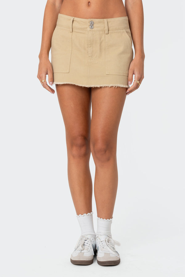 Edikted Ring Back Mini Skirt Beige