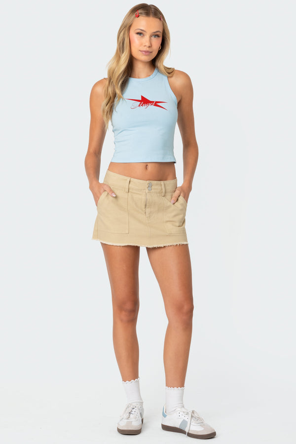 Edikted Ring Back Mini Skirt Beige