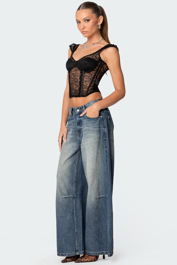 Edikted Rita Lace Corset Black