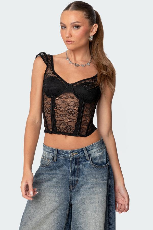 edikted Rita Lace Corset black