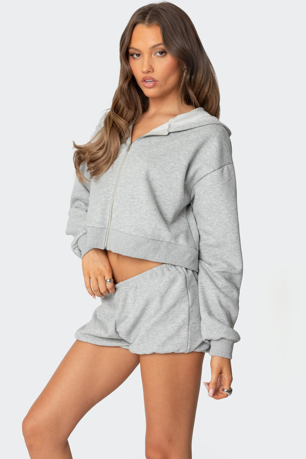 Edikted Robina Zip Up Hoodie Gray Melange