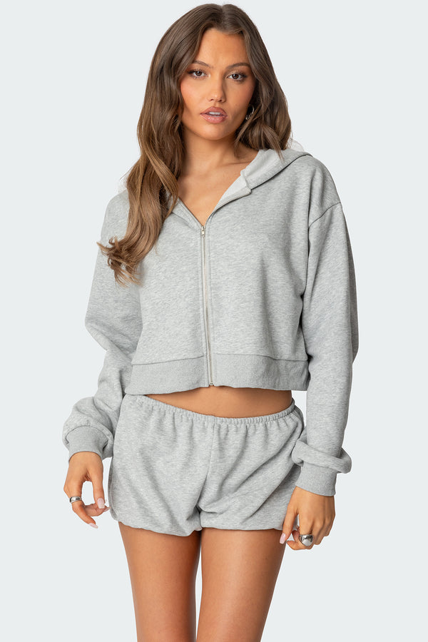 edikted Robina Zip Up Hoodie gray melange