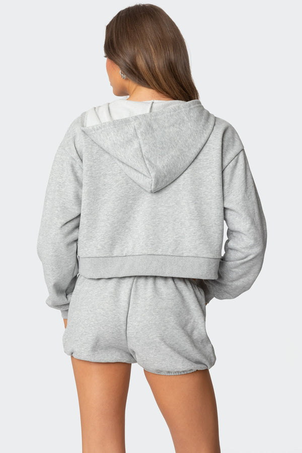 Edikted Robina Zip Up Hoodie Gray Melange