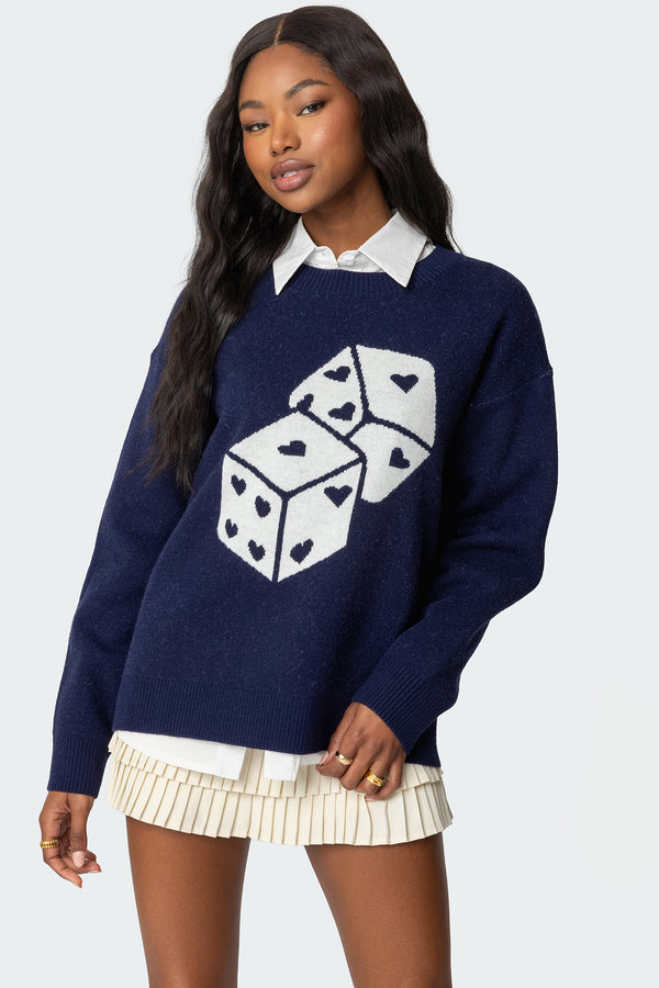 edikted Roll The Dice Sweater navy