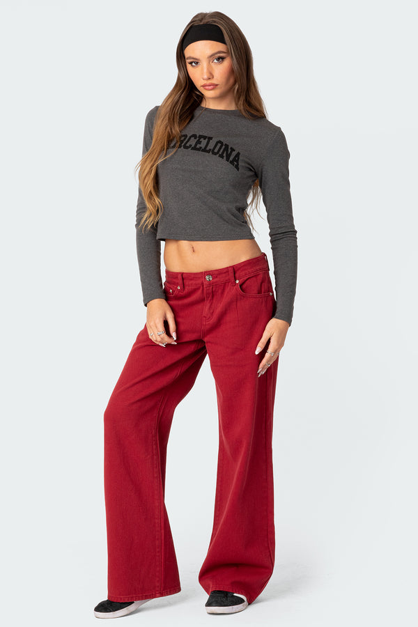 Edikted Roman Low Rise Slouchy Jeans Burgundy