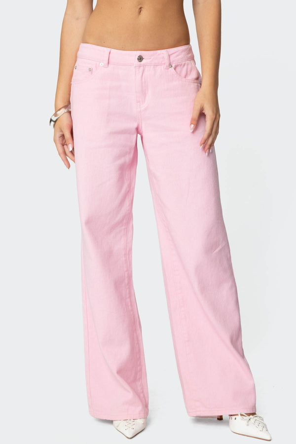 Edikted Roman Low Rise Slouchy Jeans Pink