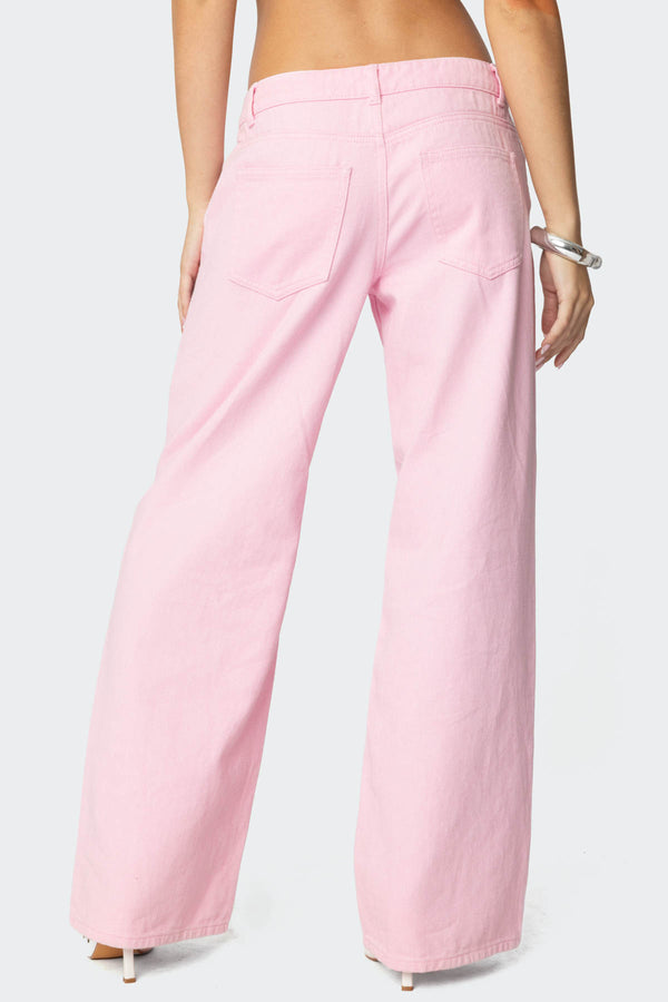 Edikted Roman Low Rise Slouchy Jeans Pink