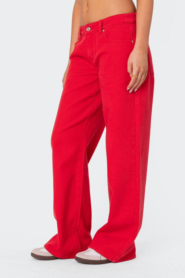 Edikted Roman Low Rise Slouchy Jeans Red