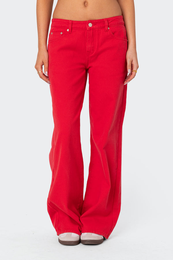 Edikted Roman Low Rise Slouchy Jeans Red