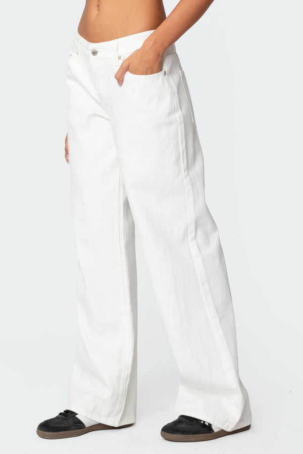 Edikted Roman Low Rise Slouchy Jeans White