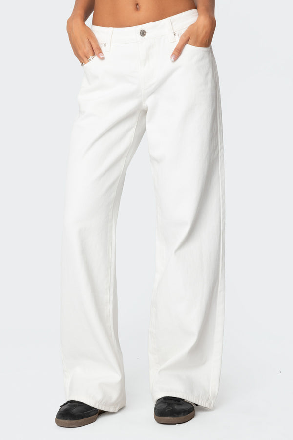 Edikted Roman Low Rise Slouchy Jeans White