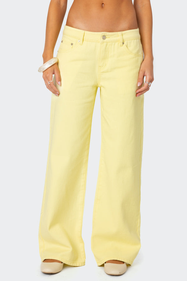Edikted Roman Low Rise Slouchy Jeans Yellow