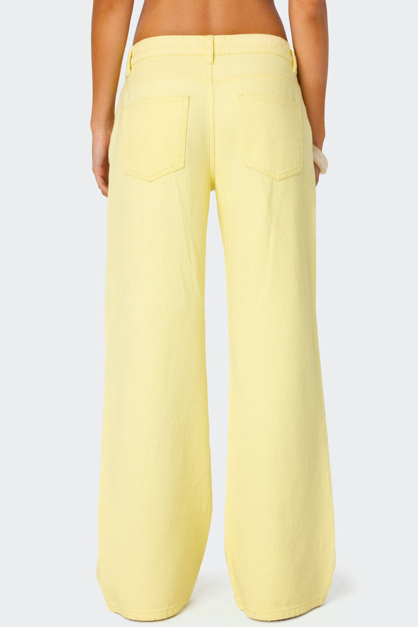 Edikted Roman Low Rise Slouchy Jeans Yellow