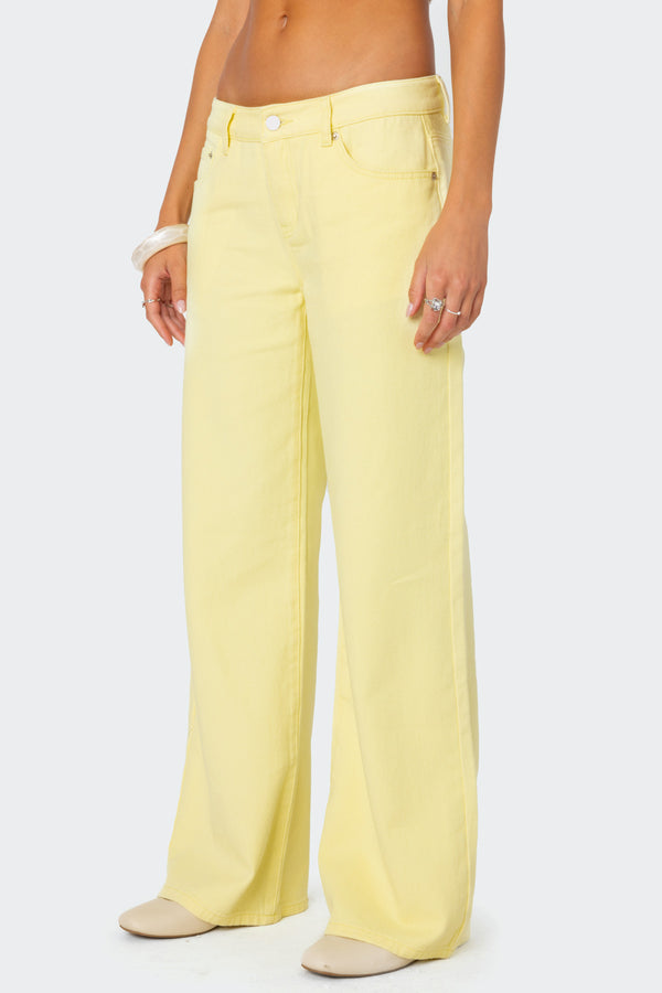 Edikted Roman Low Rise Slouchy Jeans Yellow