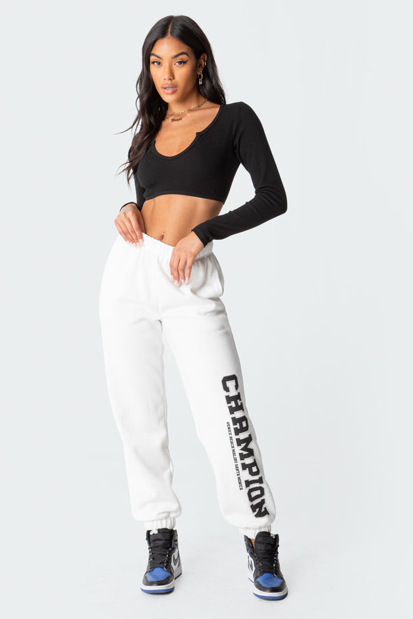 Edikted Romance Ribbed Crop Top Black