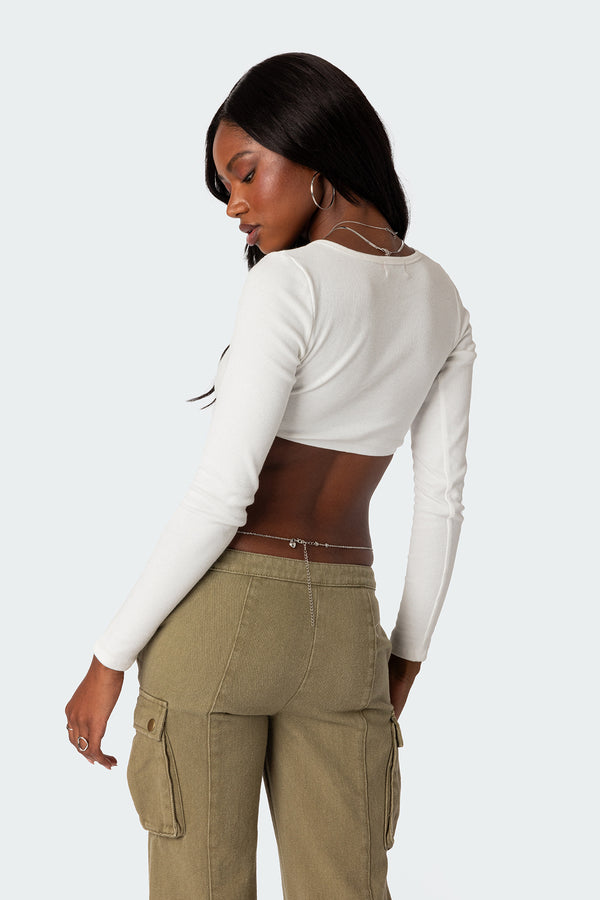 Edikted Romance Ribbed Crop Top White