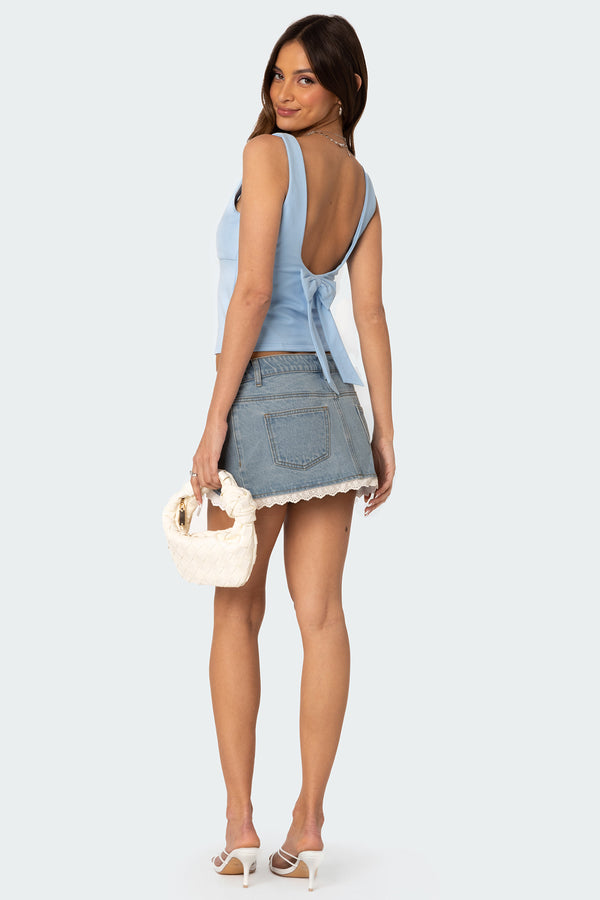 Edikted Ronda Bow Back Tank Top Light Blue
