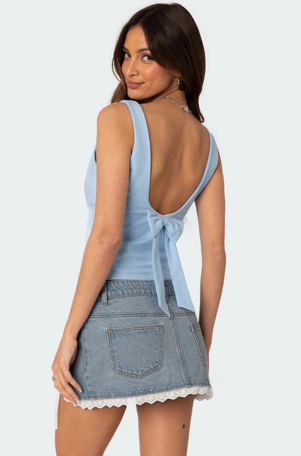 edikted Ronda Bow Back Tank Top light blue