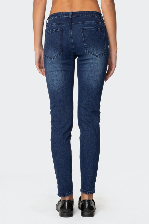 Edikted Rosalia Skinny Jeans Dark Blue Washed