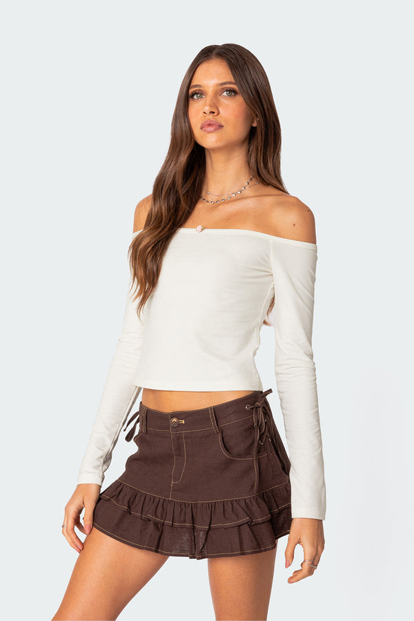 Edikted Rosanne Off Shoulder Top White