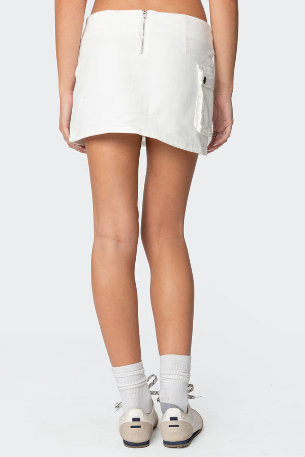 Edikted Roux Belted Mini Skirt White