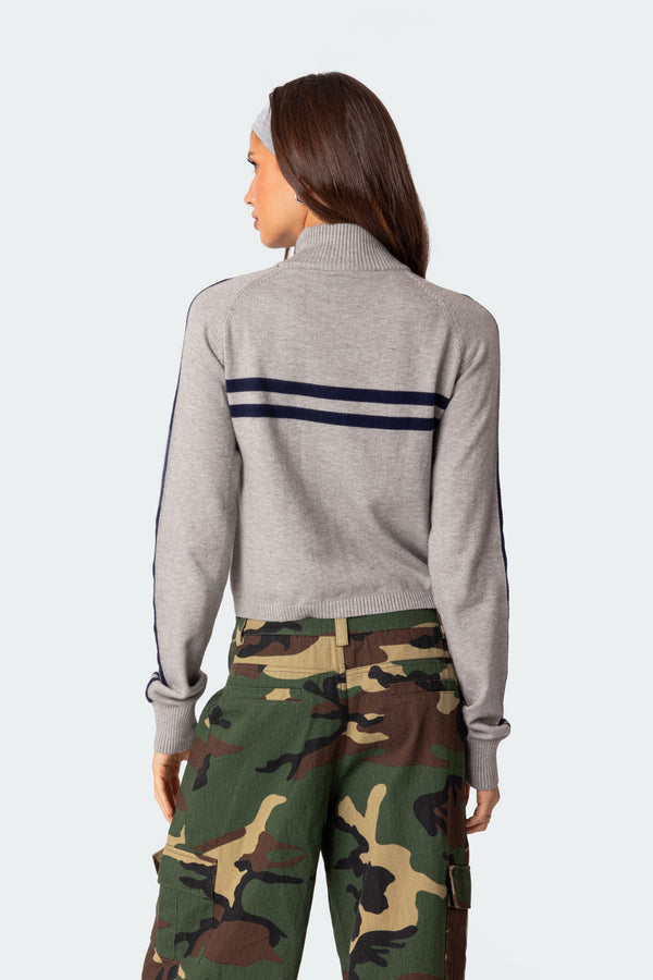 Edikted Roxanne Zip Up Knit Cardigan Gray Melange