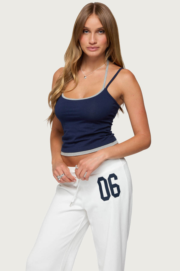 Edikted Roya Layered Halter Tank Top Navy