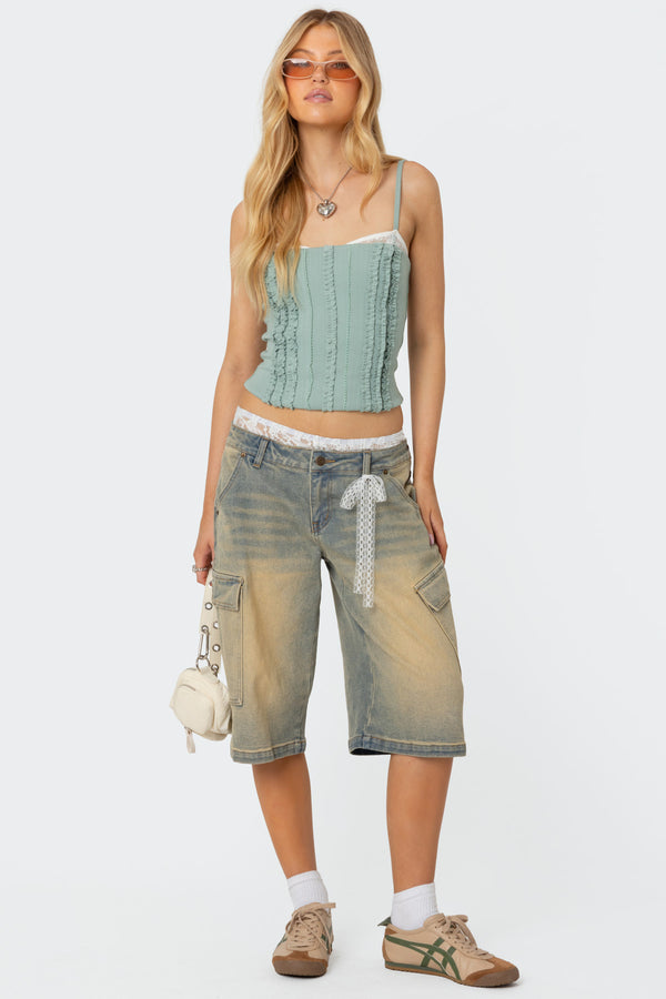 Edikted Ruffled Bra Top Sage