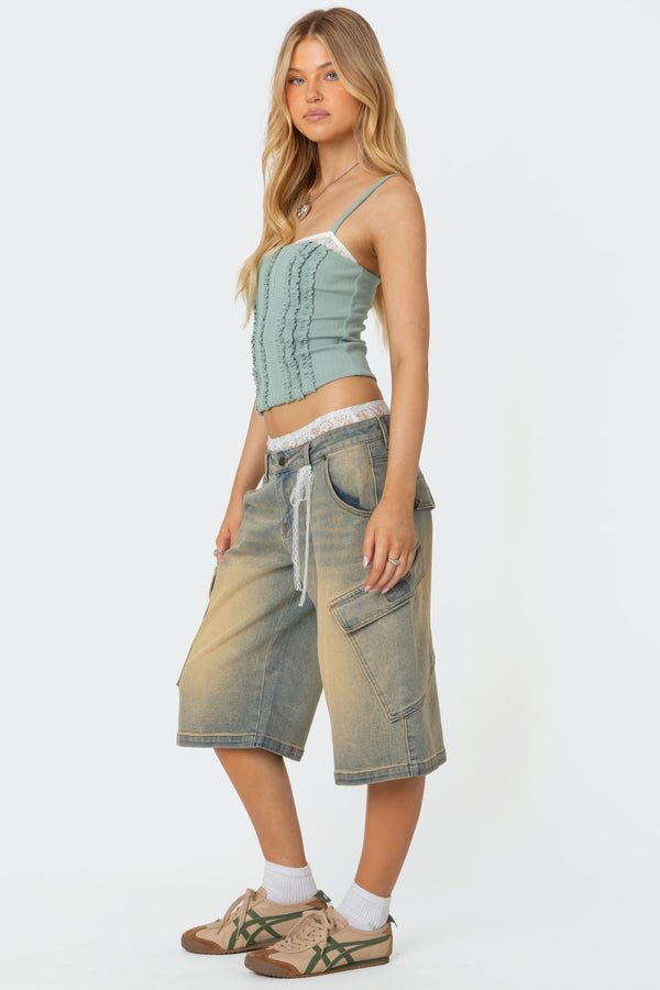 Edikted Ruffled Bra Top Sage