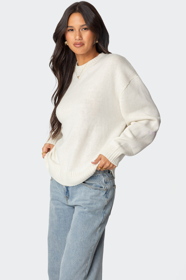 Edikted Rutie Bow Patch Sweater White