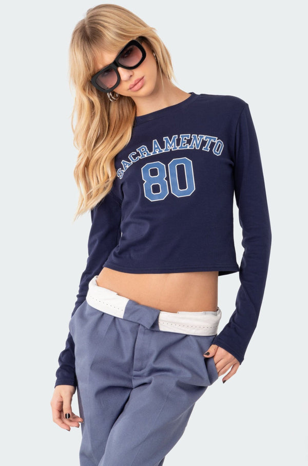 edikted Sacramento Long Sleeve T-Shirt blue