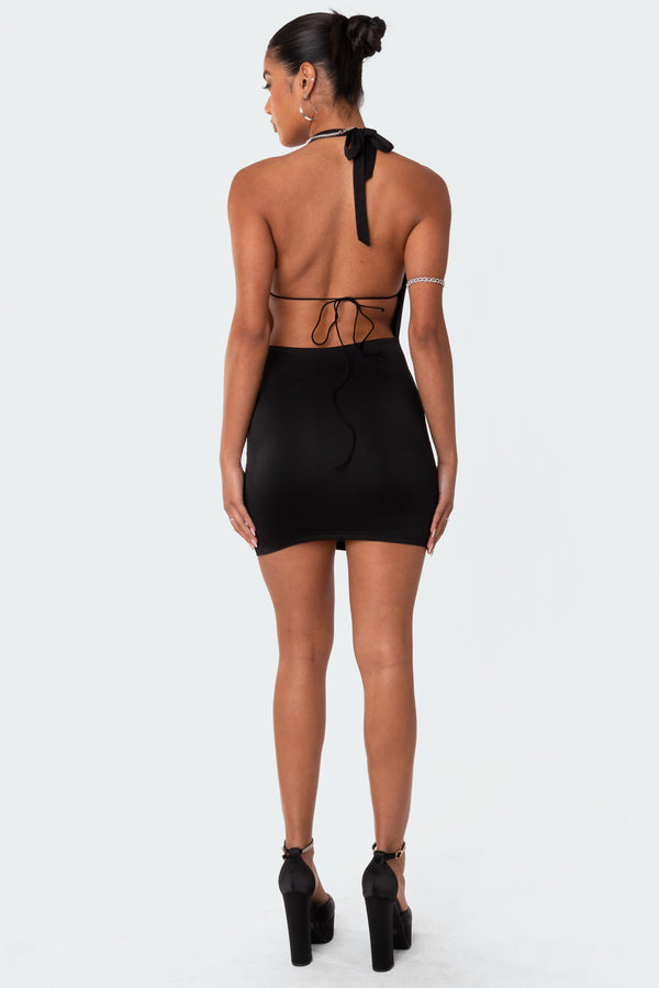 Edikted Sadie Open Back Mini Dress Black